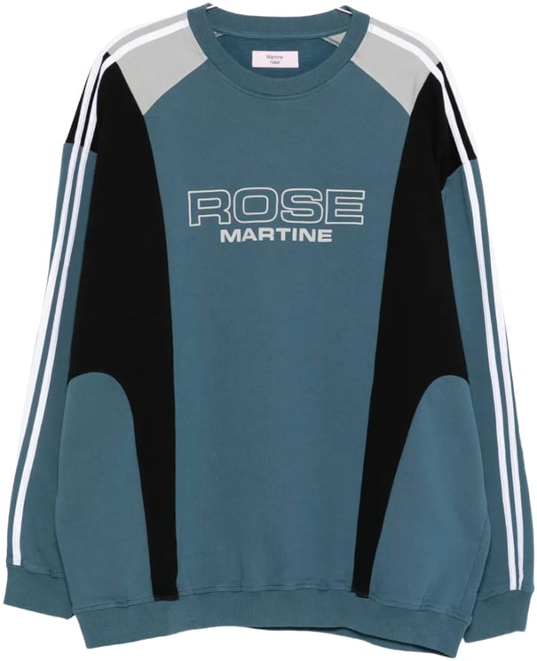 Martine Rose Panelled Sweatshirt Blue Agean Rose Outline