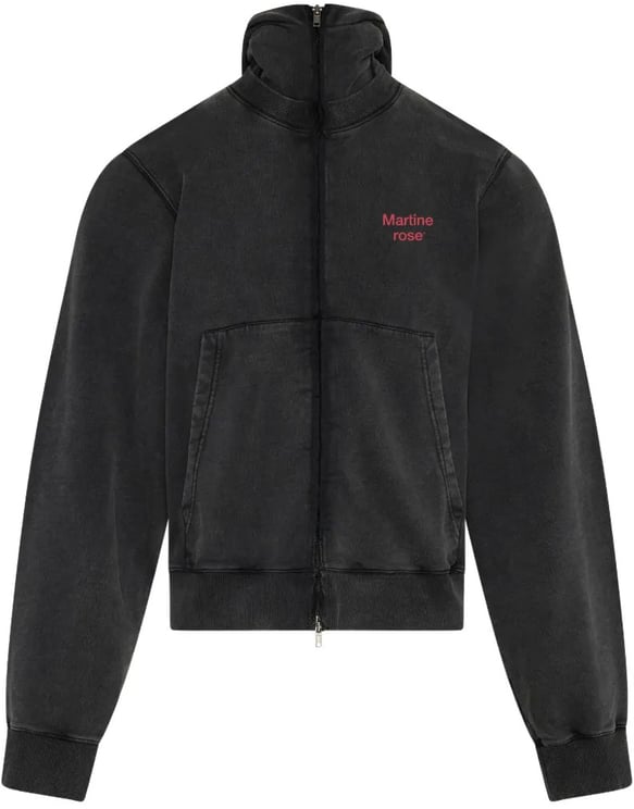 Martine Rose Hooded Zip Crew Black Washed