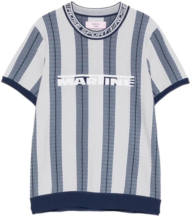 Martine Rose Logo Tight T-shirt Blue Grey