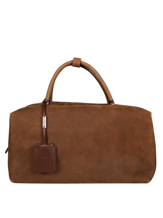 Max Mara Spacious Brown Suede Holdall with Carrying Options