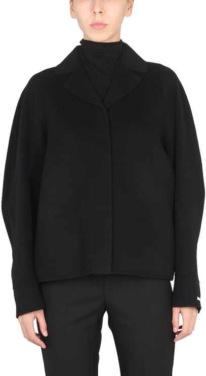 Max Mara Boxy Black Short Coat With Notched Lapels