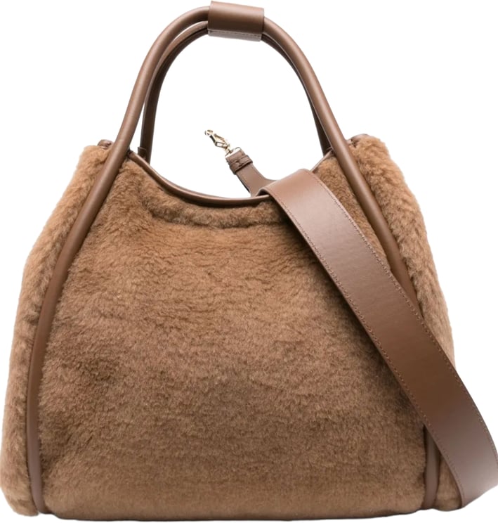 Max Mara Medium Teddy Fabric Marine Bag Camel