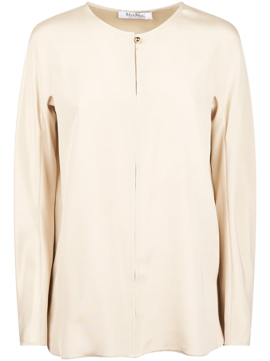 Max Mara Silk-Blend Long-Sleeved Top with Button Closure