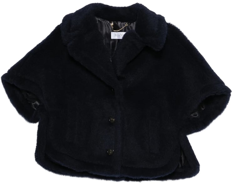 Max Mara Black Mxacorvi Plush Cape-Style Jacket