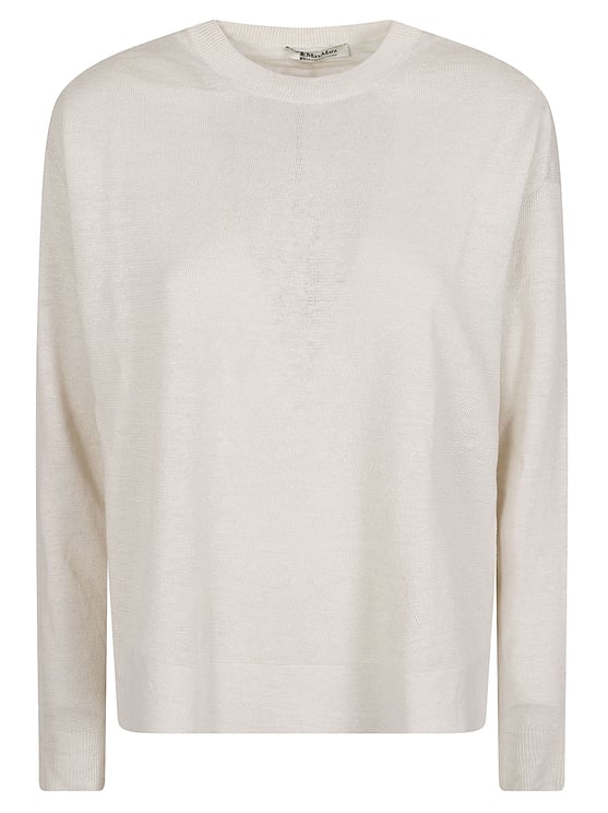 Max Mara Relaxed Fit Long-Sleeved Linen Top with Ribbed Cuffs