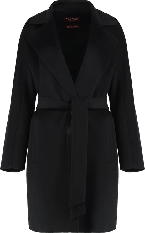 Max Mara Black Tenore Wrap Tailored Coat