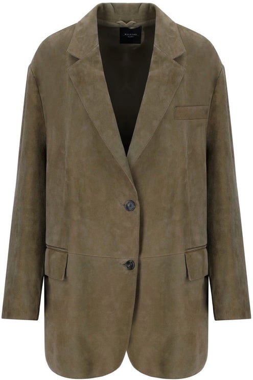 Max Mara MAX MARA WEEKEND CEDRO BROWN SINGLE-BREASTED BLAZER