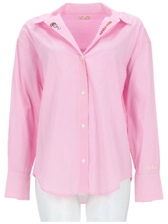 MC2 Saint Barth Pink Striped Cotton Embroidered Shirt