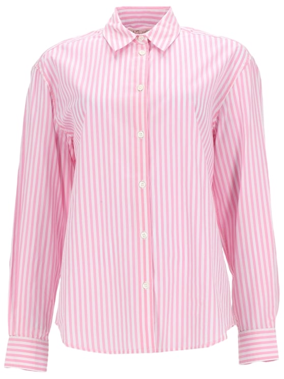 MC2 Saint Barth Pink Striped Cotton Embroidered Shirt