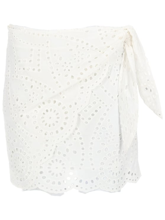 MC2 Saint Barth White Eyelet Embroidery Cotton Mini Skirt
