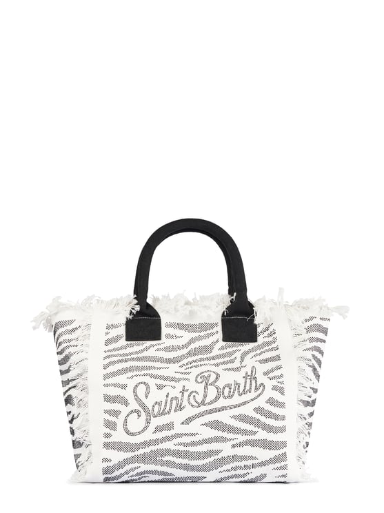 MC2 Saint Barth Zebra Print Vanity Shoulder Bag with Fringed Edges