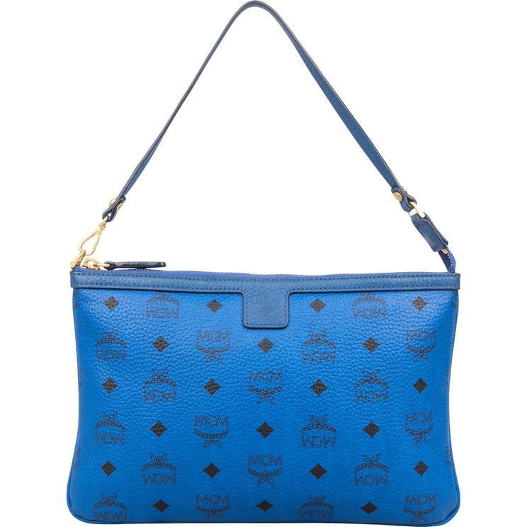 MCM MCM Monogram Visetos Blue Liz Clutch Shoulder Bag