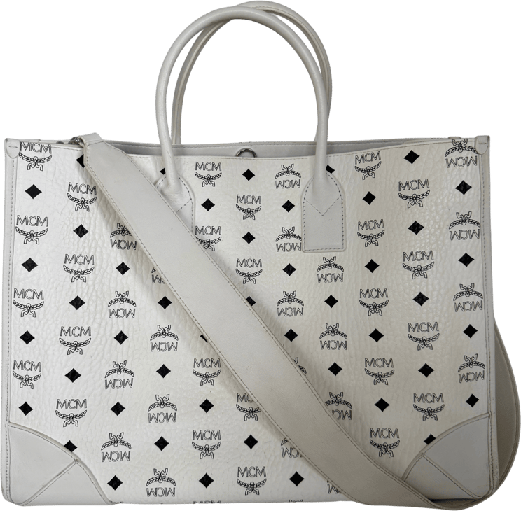 MCM MCM Munich tote bag in Visetos white with removable pouch /good