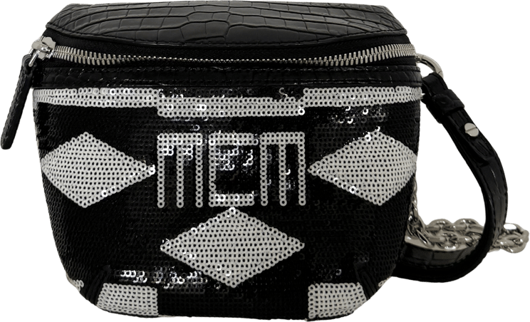 MCM MCM Geo Croco shoulder bag with sequins, black