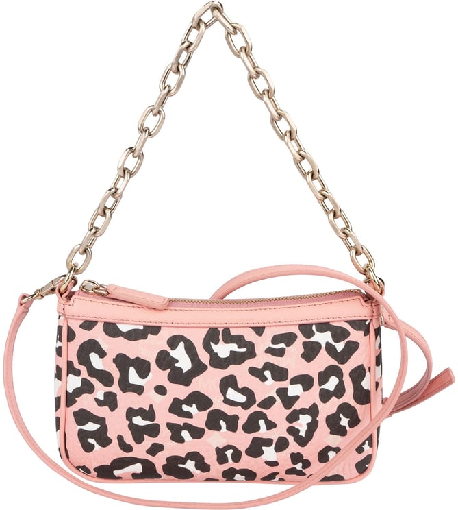 MCM MCM Monogram Visetos Pink Leopard Print Aren Pochette Crossbody Handbag