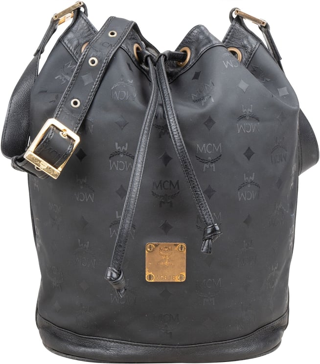 MCM MCM Monogram Visetos Nylon Drawstring Bucket Crossbody Bag