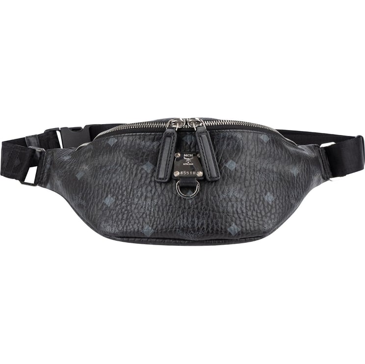 MCM MCM Black Leather Visetos Coated Fursten Belt Crossbody Bag