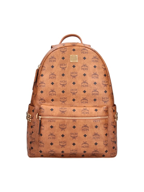 MCM Brown Stark Visetos Fabric Backpack