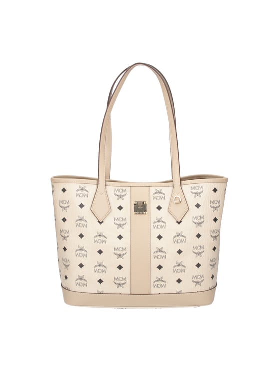 MCM Structured Logo Print Tote Bag with Matching Pouch