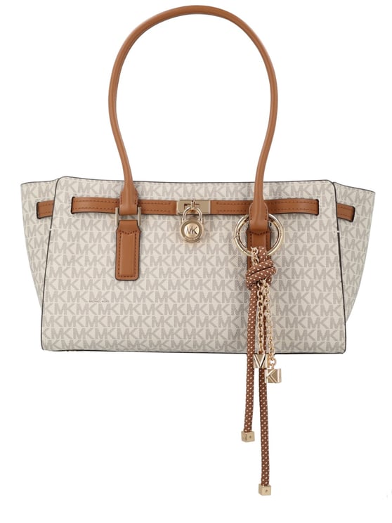 Michael Kors Beige Monogram Patterned Leather Shoulder Bag