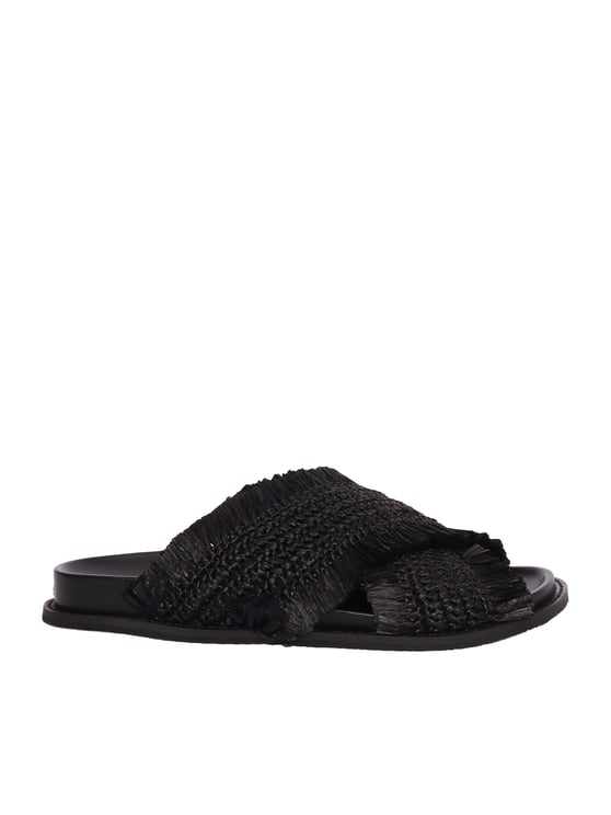 Michael Kors Black Peyton Crisscross Flat Sandals