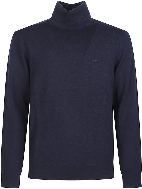 Michael Kors Embroidered Logo Turtle Neck Sweater Blue