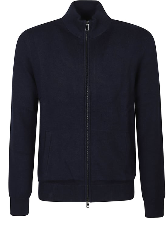 Michael Kors Embroidered Logo Full Zip Sweater Blue