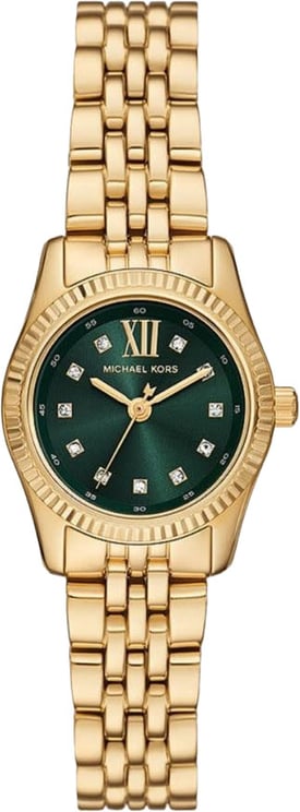 Michael Kors Michael Kors Horloge MK4842 Petit Lexington Staal met Geelgouden Plating Quartz en Groene Wijzerplaat 26mm