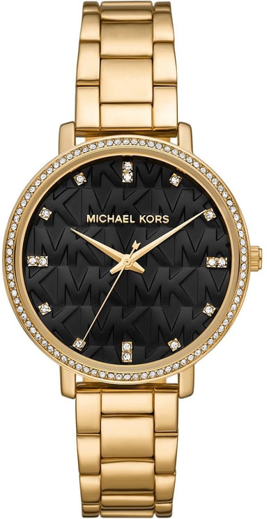 Michael Kors Michael Kors Horloge MK4916 Pyper Staal met Geelgouden Plating Zwarte Wijzerplaat met Zirkonia 38mm