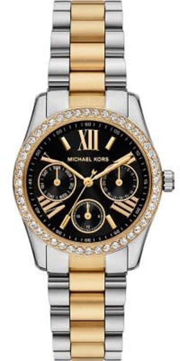 Michael Kors Michael Kors Horloge  MK4925 Lexington Staal Goud en Zilver met Zwarte Wijzerplaat 33mm