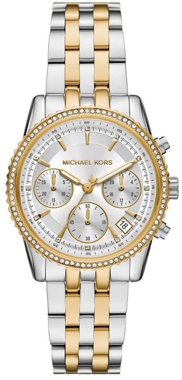 Michael Kors Michael Kors Horloge MK7532 Bi Color Staal Quartz met Witte Wijzerplaat 35mm