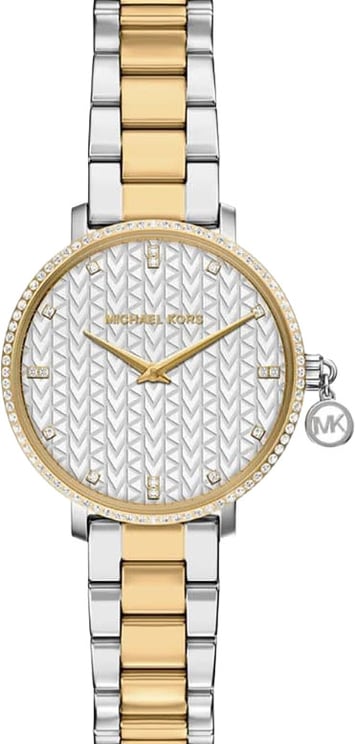 Michael Kors Michael Kors Horloge MK7574 Pyper Staal Bi Color Quartz met Kristallen en Hangend Bedel 32mm