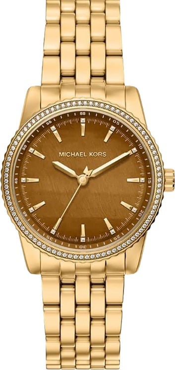 Michael Kors Michael Kors Horloge MK7581 Staal met Geelgouden Plating Quartz Bruine Wijzerplaat 35mm
