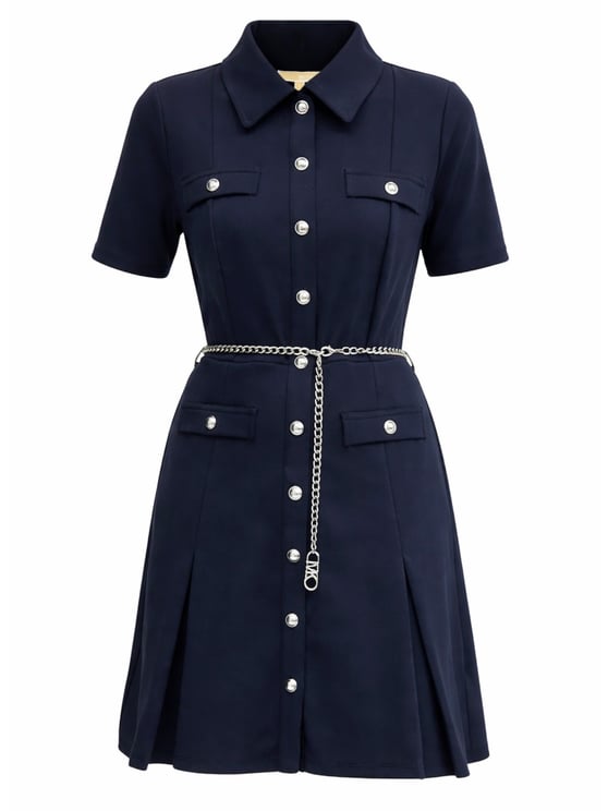 Michael Kors Mini Scuba Structured Silver Chain Dress