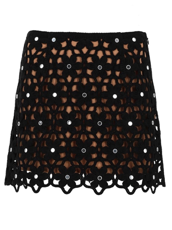 Michael Kors Crochet Floral Motif Scalloped Skirt