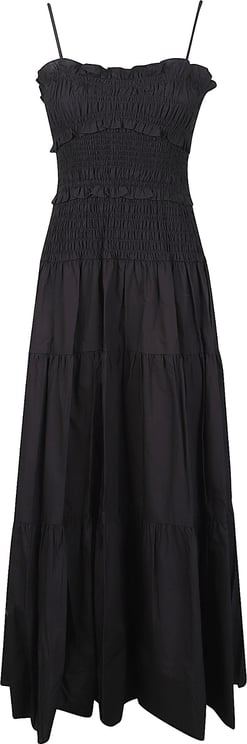 Michael Kors Smocked Long Dress Black