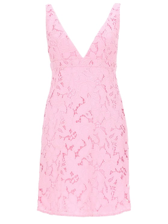 Michael Kors Fitted V-Neck Lace Overlay Dress