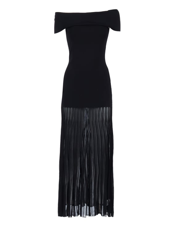 Michael Kors Fold Over Sheer Pleated Maxi Dress