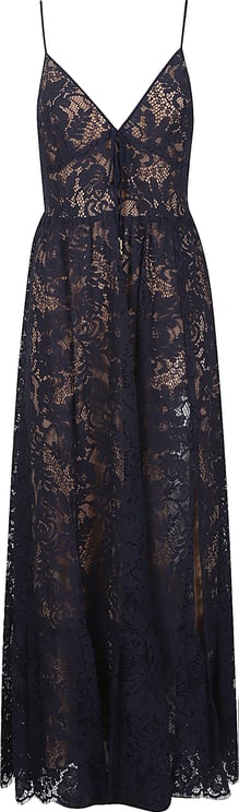 Michael Kors Sleeveless Corded Lace Maxi Dress Blue