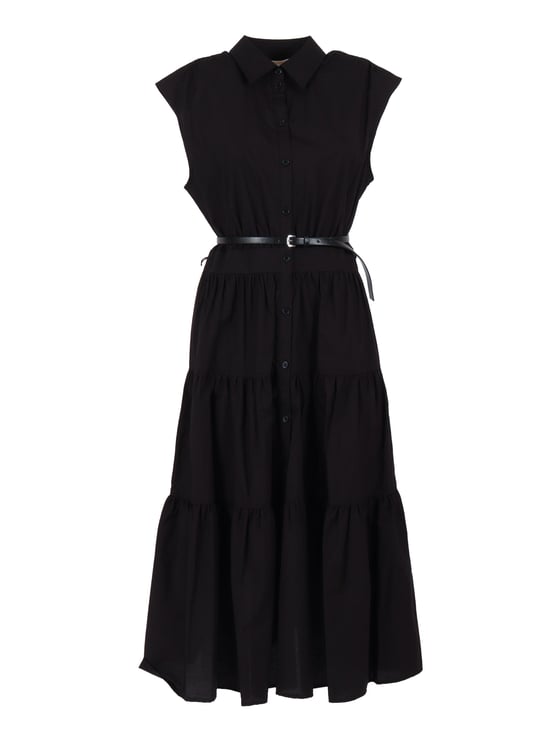 Michael Kors Poplin Midi Tiered Shirt Dress