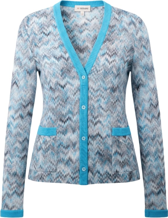 Missoni Missoni Crochet-Knit Cardigan in Blue, Size 40 IT