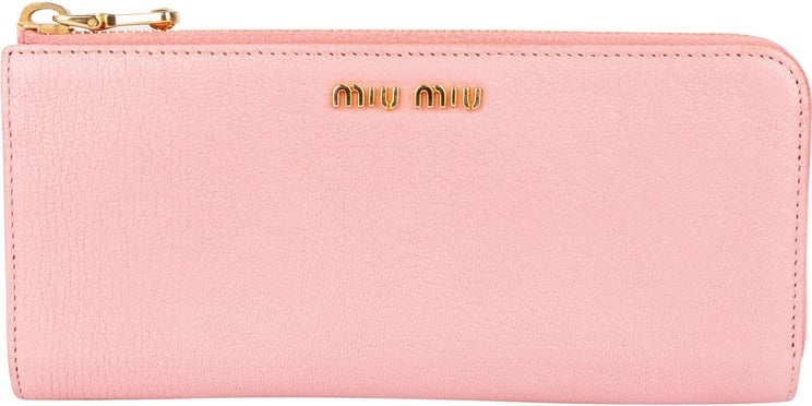 Miu Miu Miu Miu Pink Leather Zip Around Wallet