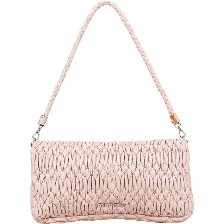 Miu Miu Miu Miu Matelassé Nappa Leather Crystal Flap Shoulder Bag