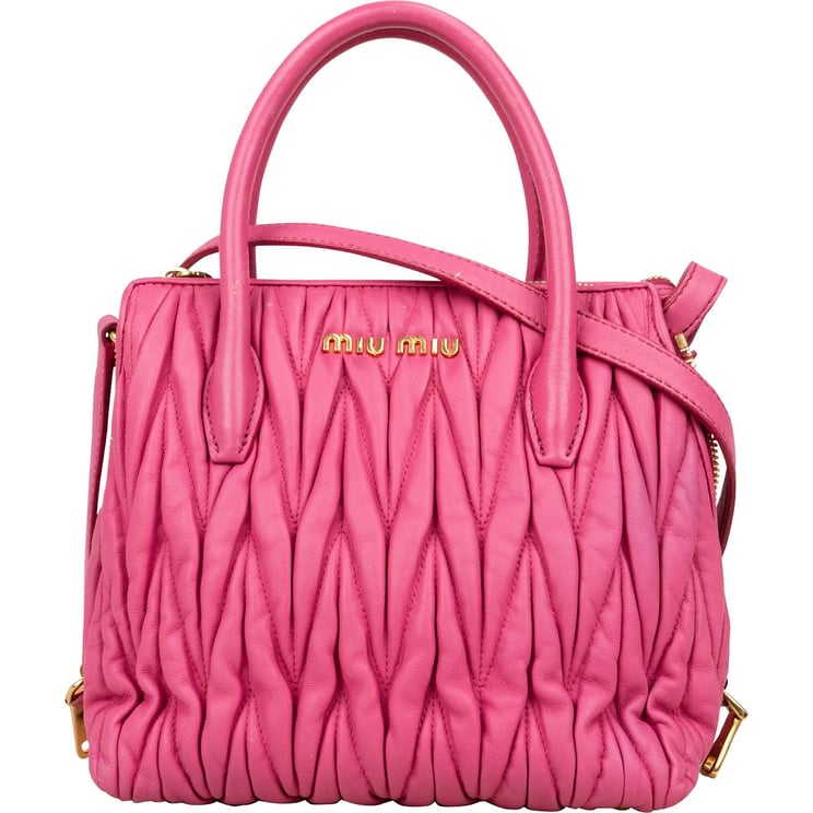 Miu Miu Miu Miu Pink Matelassé Nappa Leather Handbag
