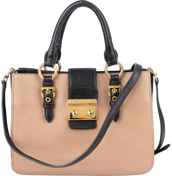 Miu Miu Miu Miu Bicolor Madras Leather Top Handle Handbag
