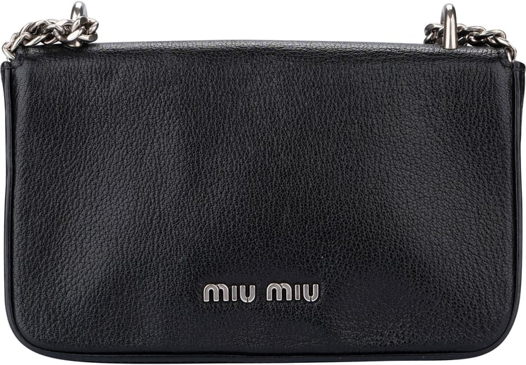 Miu Miu Miu Miu Noir Leather Madras Single Flap Crossbody Bag