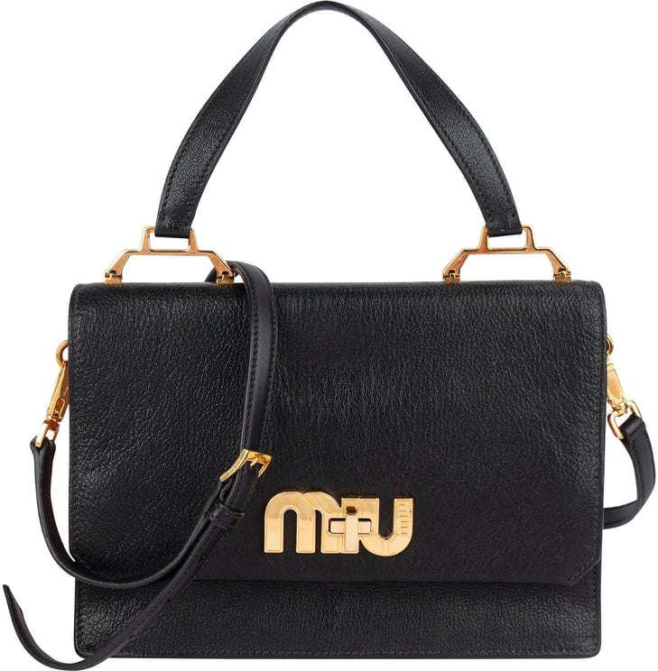 Miu Miu Miu Miu Black Madras Leather Top Handle Crossbody Handbag