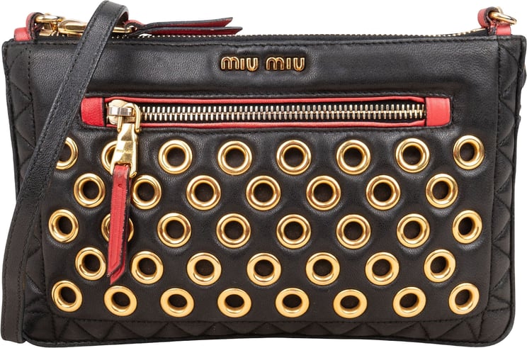 Miu Miu Miu Miu Quilted Leather Eyelet Crossbody Bag
