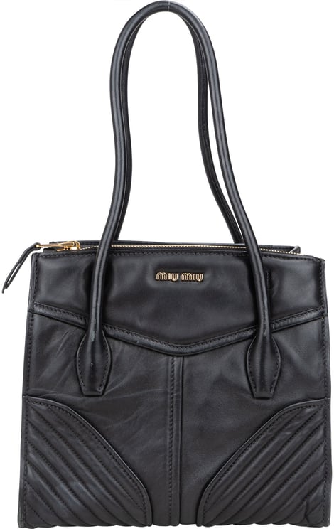 Miu Miu Miu Miu Quilted Nappa Leather Chevron Biker Handbag