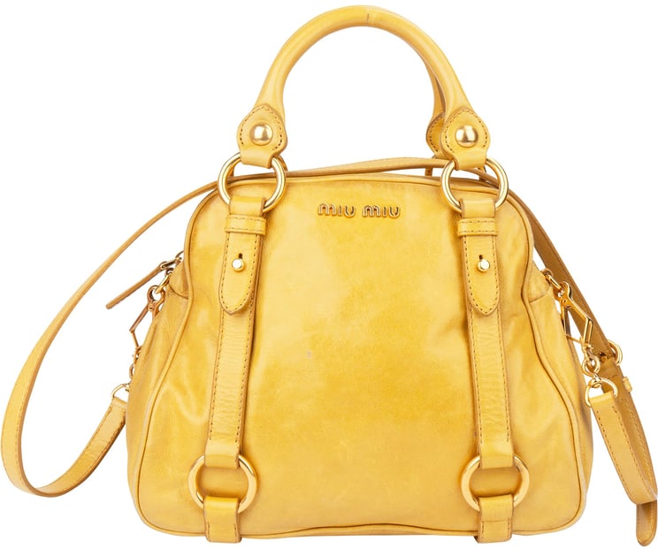 Miu Miu Miu Miu Yellow Leather City Handbag